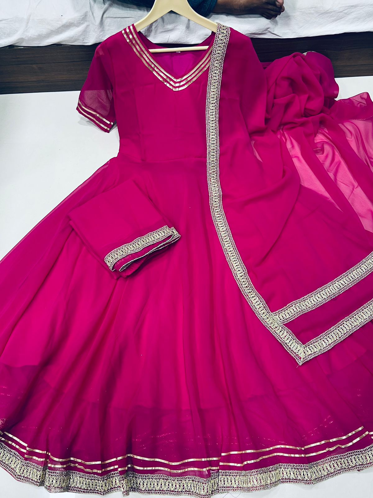 Banwery Paryusha Georgette Kurti With Bottom Dupatta Suppliers In India